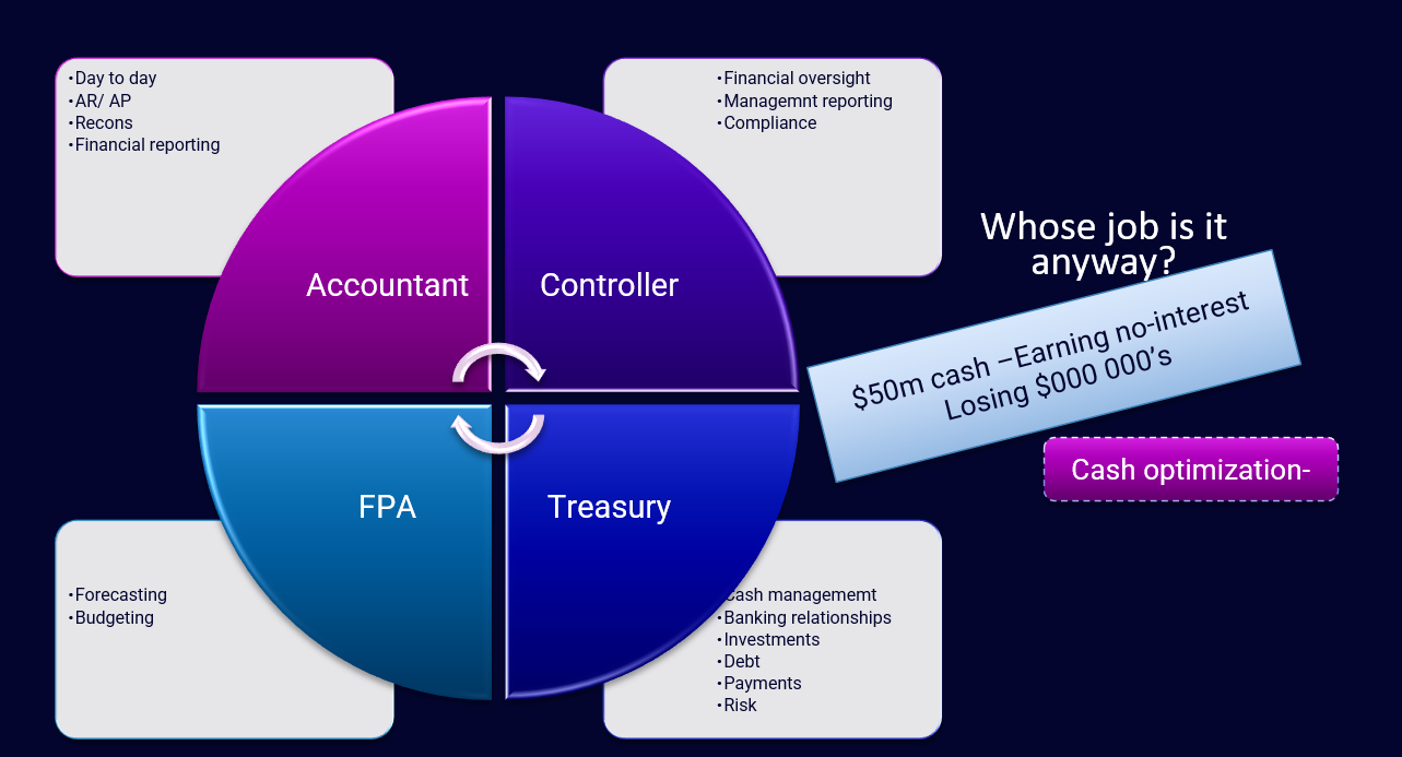 Who's job is it to optimize business cash? CFO, Accountant, Controller